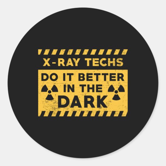 De röntgentechnieken doen het beter in de donkere  ronde sticker (Voorkant)