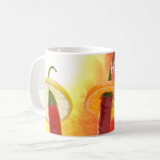 De Rood, de Hete, de Chili Koffiemok (Voorkant links)