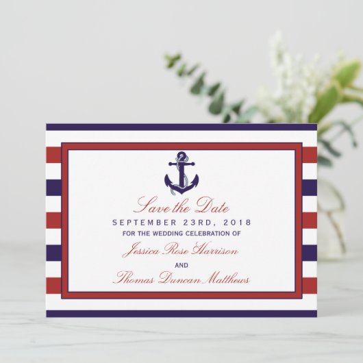 De Rood & Marine Nautilus Huwelijkscollectie Save The Date (Staand voorkant)