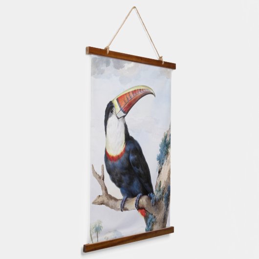 De roodbilled Toucan (1748) van Aert Schouman Hangend Wandkleed (Gebogen)