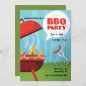 De roodgloeiende BBQ Uitnodiging van de Partij (Voorkant / Achterkant)