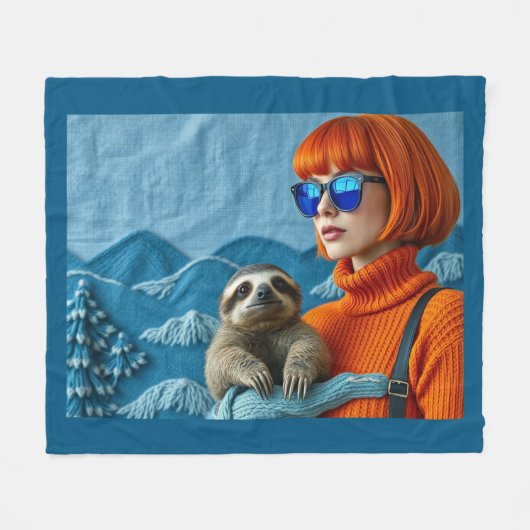 De roodharige en de luiaard fleece deken (Voorkant (Horizontaal))