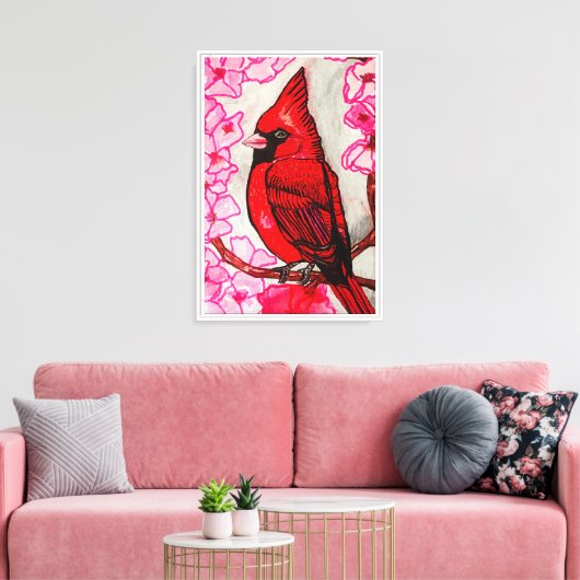 DE ROODKARDINAAL CANVAS AFDRUK (Insitu (Woonkamer))