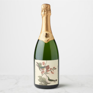 De roodkeelachtige of robijnrode kolibrie sparkling wijnetiket