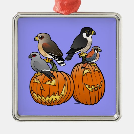 De Roofvogels van Birdorable op Pompoenen Metalen Ornament (Voorkant)