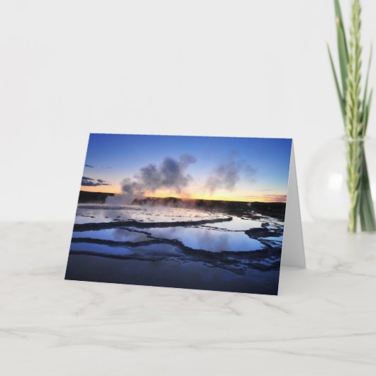 De Rook van de geiser bij Zonsondergang Kaart (Voorkant)