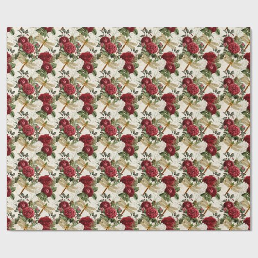 De Roos- en Dragonfly-reeks (ontwerp 1) Cadeaupapier (Vlak)