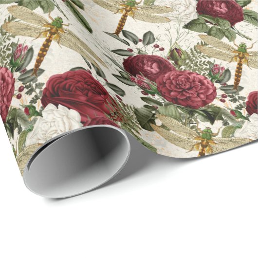 De Roos- en Dragonfly-reeks (ontwerp 1) Cadeaupapier (Rol Hoek)