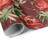 De Roos- en Dragonfly-reeks (ontwerp 5) Cadeaupapier (Rol Hoek)