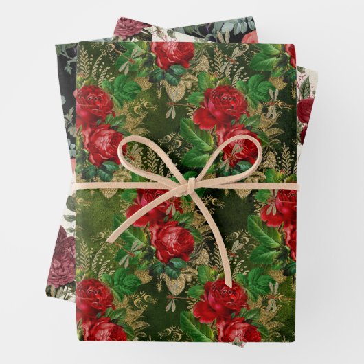 De Roos- en Dragonfly-reeks (ontwerp 5) Inpakpapier Vel (In situ)