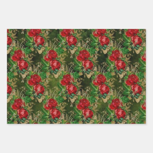 De Roos- en Dragonfly-reeks (ontwerp 5) Inpakpapier Vel (Voorkant)