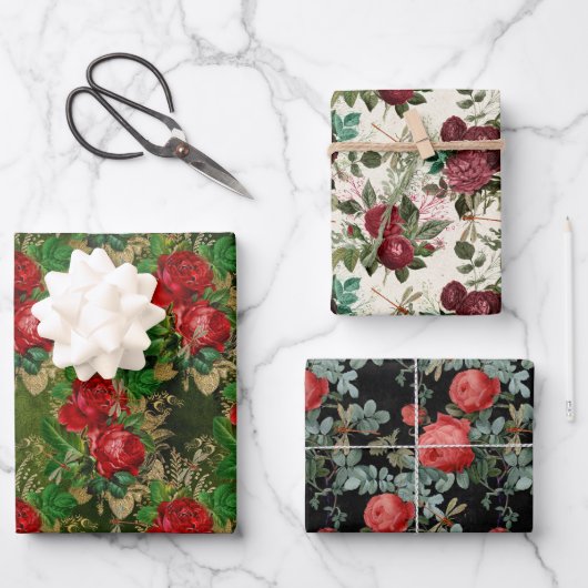 De Roos- en Dragonfly-reeks (ontwerp 5) Inpakpapier Vel (Voorkant)