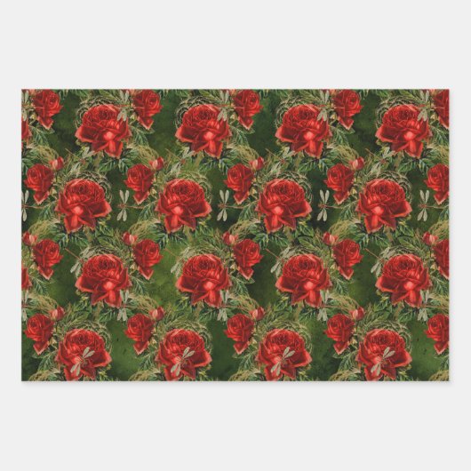 De Roos- en Dragonfly-serie (Design4) Inpakpapier Vel (Voorkant 3)