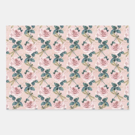 De Roos en Dragonfly serie (Design 2) Inpakpapier Vel (Voorkant 3)