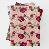 De Roos en Dragonfly serie (Design 2) Inpakpapier Vel (In situ)