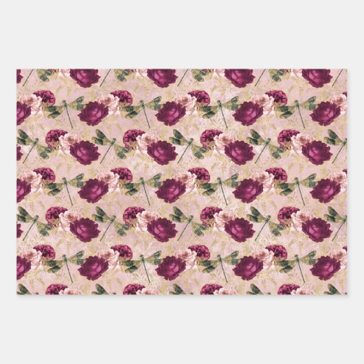 De Roos en Dragonfly serie (Design 2) Inpakpapier Vel (Voorkant)