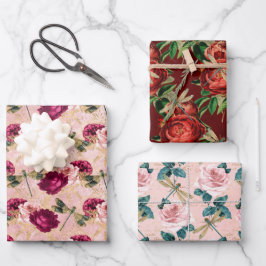 De Roos en Dragonfly serie (Design 2) Inpakpapier Vel