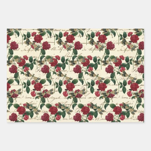 De Roos en Dragonfly serie (Design 6) Inpakpapier Vel (Voorkant 3)