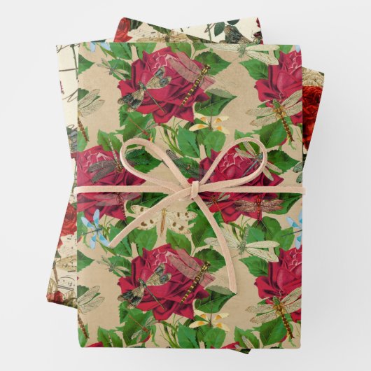 De Roos en Dragonfly serie (Design 6) Inpakpapier Vel (In situ)