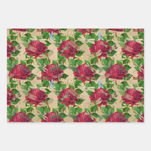 De Roos en Dragonfly serie (Design 6) Inpakpapier Vel (Voorkant)