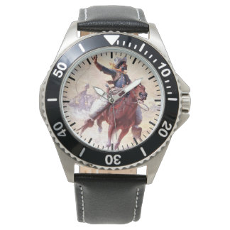 De Roping 1914 Range Cowboy William R Leigh Horloge
