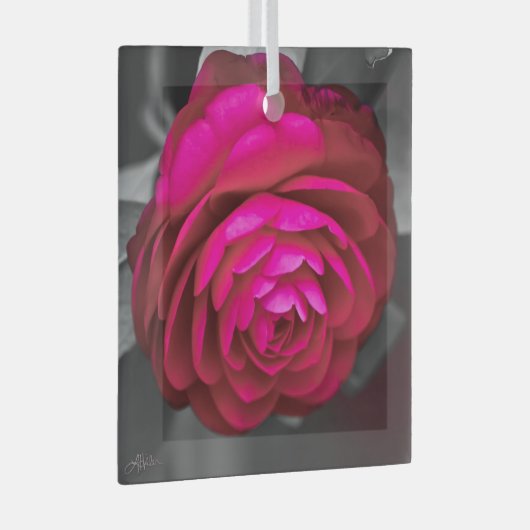 De Rosy Camellia Glas Ornament (Voorkant Rechts)