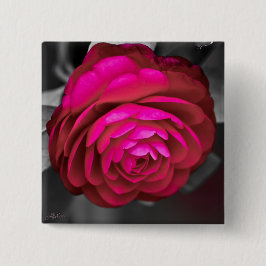 De Rosy Camellia Vierkante Button 5,1 Cm