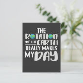 De rotatie van de aarde maakt mijn dag pun Science Briefkaart (Staand voorkant)