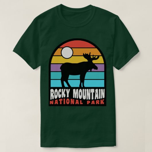 De rotsachtige berg National Park Moose Badge T-shirt (Design voorkant)