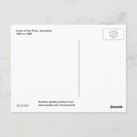 De Rotskoepel, Vintage van Jeruzalem Briefkaart (Achterkant)