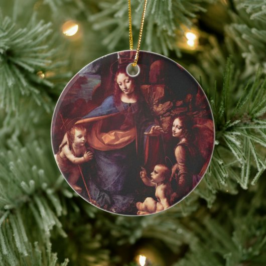 De rotsmadonna van Leonardo da Vinci Keramisch Ornament (Boom)