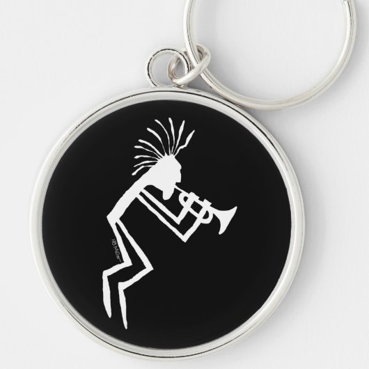 De Rotstekening van de Trompetter van Kokopelli Sleutelhanger (Voorkant)