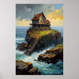 De rottende echo's van een oud houten huis poster