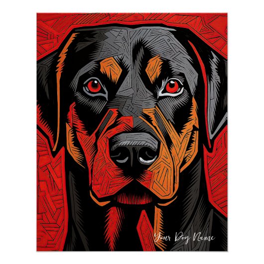 De Rottweiler hond, rood en zwart 003 - Ulises Dal Perfect Poster (Voorkant)