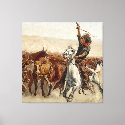 De Roundup Westerne kunst van Frederic Remington Canvas Afdruk (Voorkant)