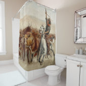 De Roundup Westerne kunst van Frederic Remington Douchegordijn (In situ)