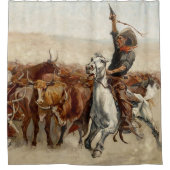 De Roundup Westerne kunst van Frederic Remington Douchegordijn (Voorkant)