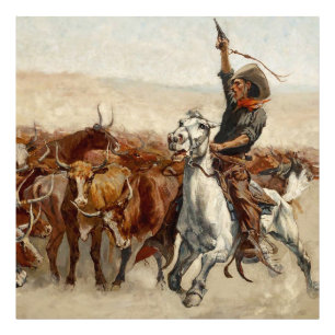 De Roundup Westerne kunst van Frederic Remington Foto Afdruk