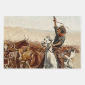 De Roundup Westerne kunst van Frederic Remington Inpakpapier Vel (Voorkant 3)