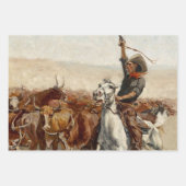 De Roundup Westerne kunst van Frederic Remington Inpakpapier Vel (Voorkant)