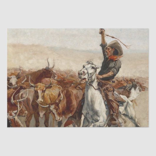 De Roundup Westerne kunst van Frederic Remington Tissuepapier (Voorkant)