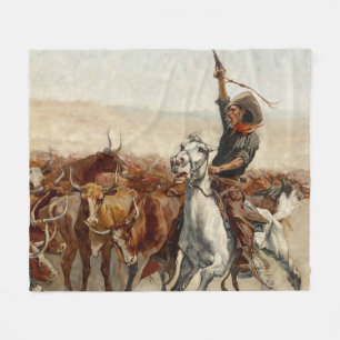 De Roundup Westerse kunst van Frederic Remington Fleece Deken
