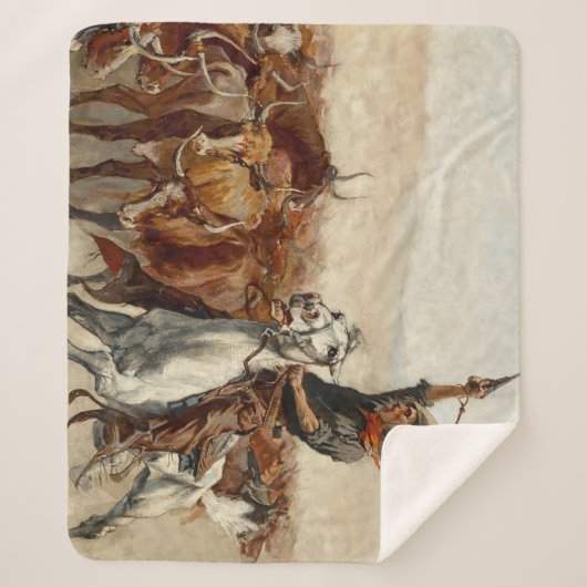 De Roundup Westerse kunst van Frederic Remington Sherpa Deken (Voorkant)