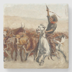 De Roundup Westerse kunst van Frederic Remington Stenen Onderzetter