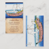 De route Kazusa zee katsushika Hokusai Fuji Visitekaartje (Voorkant / Achterkant)