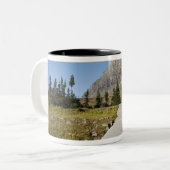 De route naar het uitzicht van het Verborgen meer Tweekleurige Koffiemok (Voorkant links)