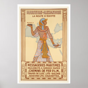 De route van Egypte Marseille Alexandrië Vintage Poster
