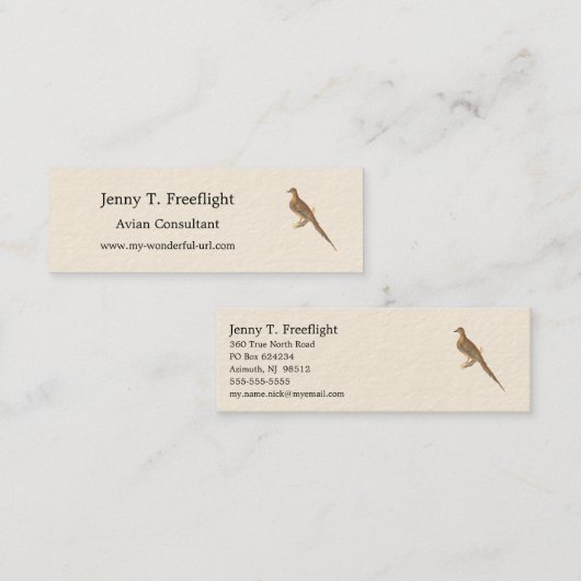 De rouwduif (Carolina Turtle Dove) NY Birds Mini Visitekaartje (Voorkant / Achterkant)