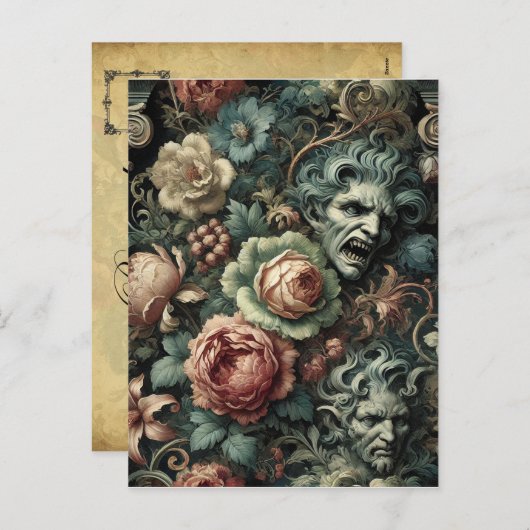 ⚰️ De rouwraad – Gotisch Victoriaans Feestdagenkaart (Voorkant / Achterkant)