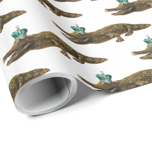 De Royal Croc - Alligator met juwelen en kroon Cadeaupapier (Rol Hoek)
